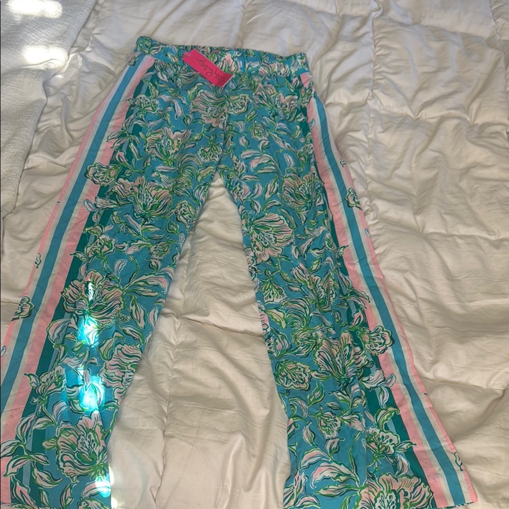 Lilly Pulitzer Floral Pants - Blue and Pink